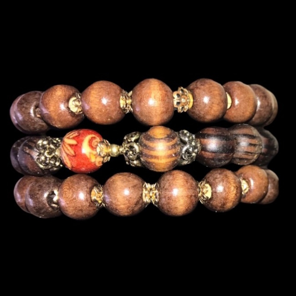 HANDMADE 3 Wood & Beads Bracelets